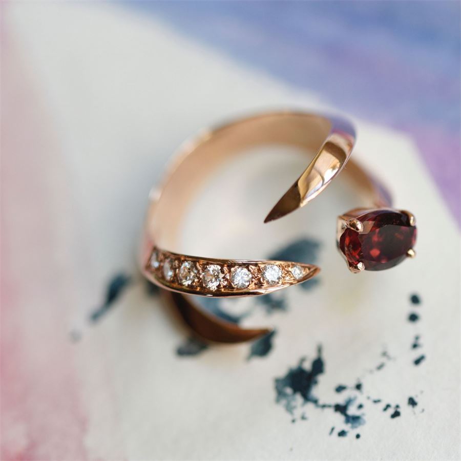 Anello 'Solis' quattro elementi in oro rosa e tormalina SOLIS | AN4 1TORM PVRO CT.0,60 + 0,30